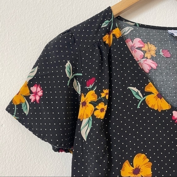 Old Navy Maternity Black Floral Polka Dot Midi Dress S - Picture 2 of 9